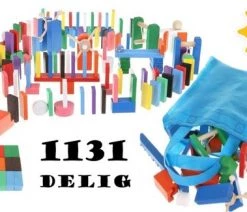 Nagtegaal Design Kleurrijke Domino Stenen Speelset Met Leuke Extra's - Hout 1131 Delig
