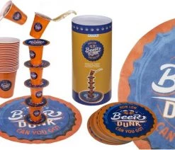 Merkloos Beer Dunk - Drankspel - 18 Bekers - 8 Bierviltjes - 1 Speelmat