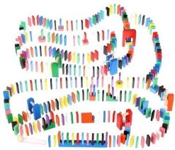 A&K XXL Domino Set Van Hout - 1080 Delig Inclusief Elementen - Vloerspel - Voor Kinderen En Volwassenen - Jongens En Meisjes