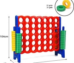 Meubelexpert- Giant Connect 4 Voor Kinderen En Volwassenen Met 42 Ronde Tokens, Ideaal Voor Binnen En Buiten