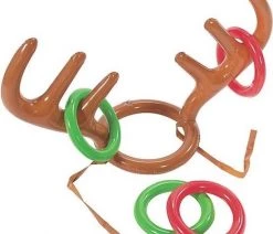 Merkloos Kerstspel Rendier Ringwerpen - Kerst - Opblaasbaar - Bruin