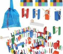 Kruzzel Domino Stenen - 360 Stuks - Domino Hout Set - Diverse Kleuren - Puzzel - Vloerspel - Speelgoed - Cadeau Kind