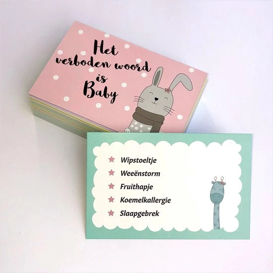 The Silly Giraffe Babyshower Spelletjes: "Het Verboden Woord Is Baby" En "Bier Of Baby"- Babyshower Invulkaarten - Babyshowerspel 2 The Silly Giraffe Babyshower Spelletjes: "Het Verboden Woord Is Baby" En "Bier Of Baby"- Babyshower Invulkaarten - Babyshowerspel - Afbeelding 2