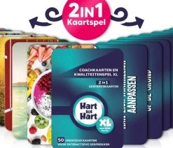 Hart Tot Hart 2-in-1 Coachkaarten En Kwaliteitenspel XL - Extra Grote Kaarten In A6 Formaat - Associatiekaarten En Complimentenspel - Coachingskaarten - Kwaliteiten Kaartspel - Gespreksstarter - Complimenten Kaartjes - Gesprekskaarten Voor Een Openhartig Gesprek -Vloerspellen Verkoop 550x550 88