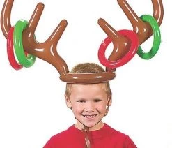 Merkloos Kerstspel Rendier Ringwerpen - Kerst - Opblaasbaar - Bruin -Vloerspellen Verkoop 550x606